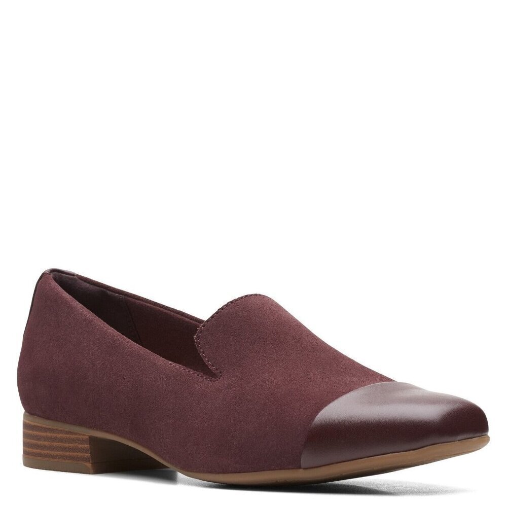 Clarks Tilmont Step Loafer‎ Burgundy Leather Suede Closed Slip Ons NEW 9.5 M